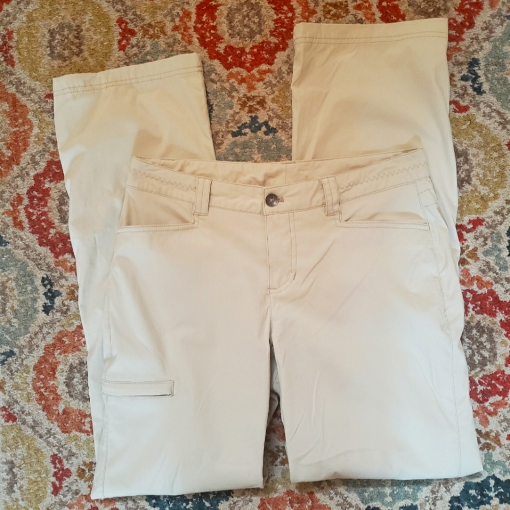 Awesome Travel Pants Eddie Bauer Khaki Nylon Hiking Easy Care Womens 6